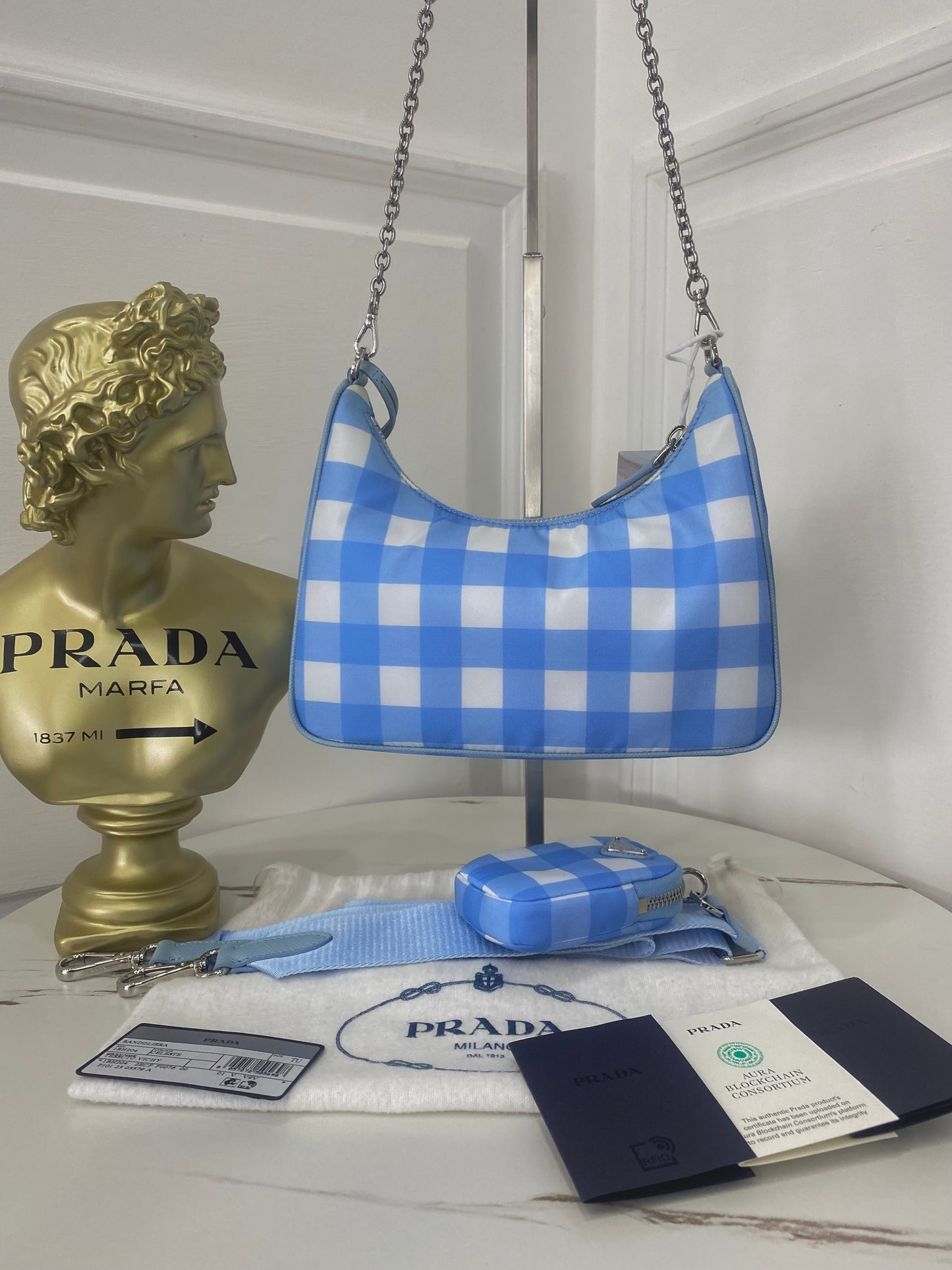Prada Re-Edition 2005 in Re-Nylon Celeste/Bianca