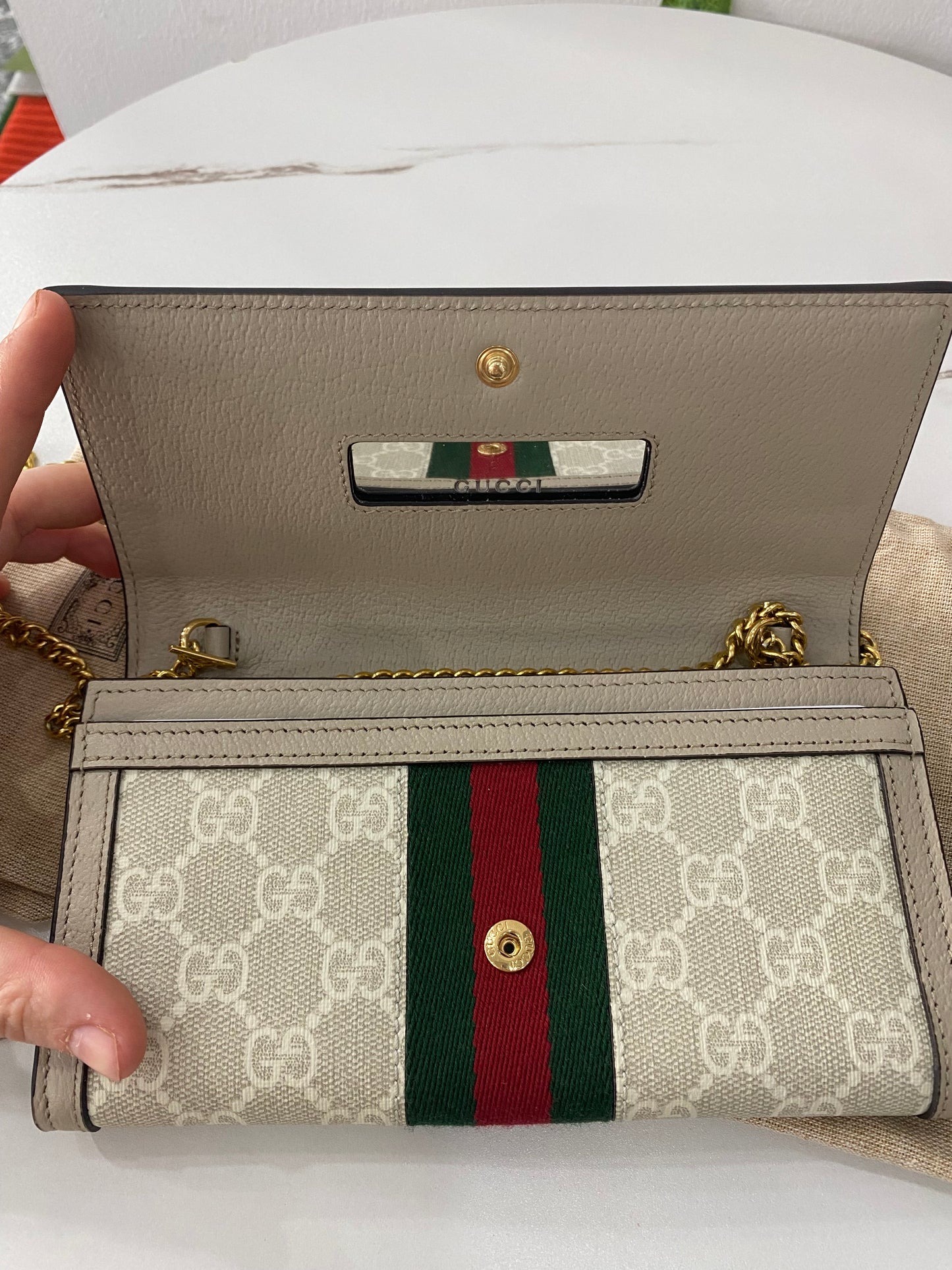 Portafoglio con tracolla Gucci Ophidia GG